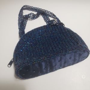 Vtg La Regale blue seabead mini handbag